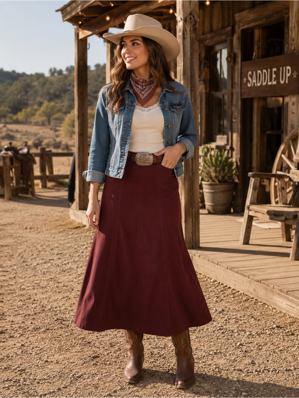 NYCC New York Clothing Co. Burgundy A-Line Midi Skirt‎ – Size 6